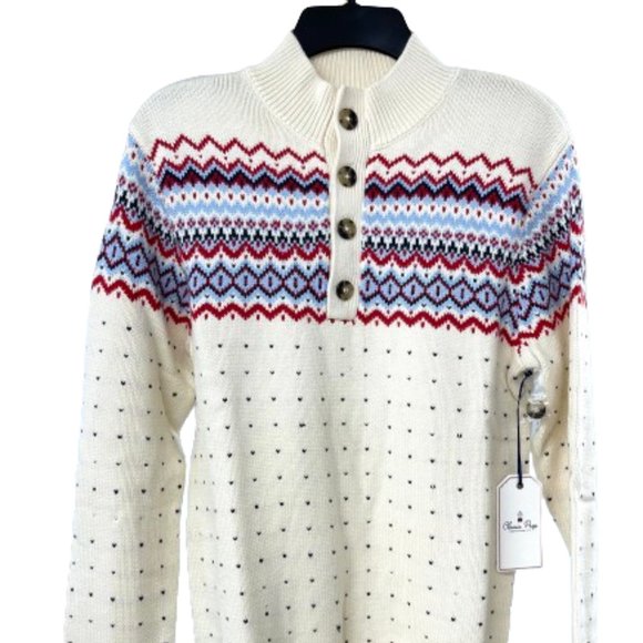 Classic Prep Other - Mens Scott Varsity Fair Isle Sweater Cannoli Cream